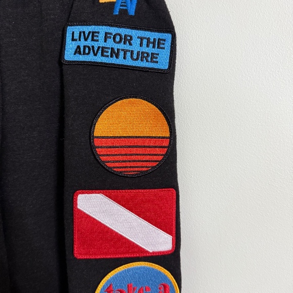 NWT Aviator Nation Vintage Patch Black Sweatpants X-Small - Picture 5 of 9